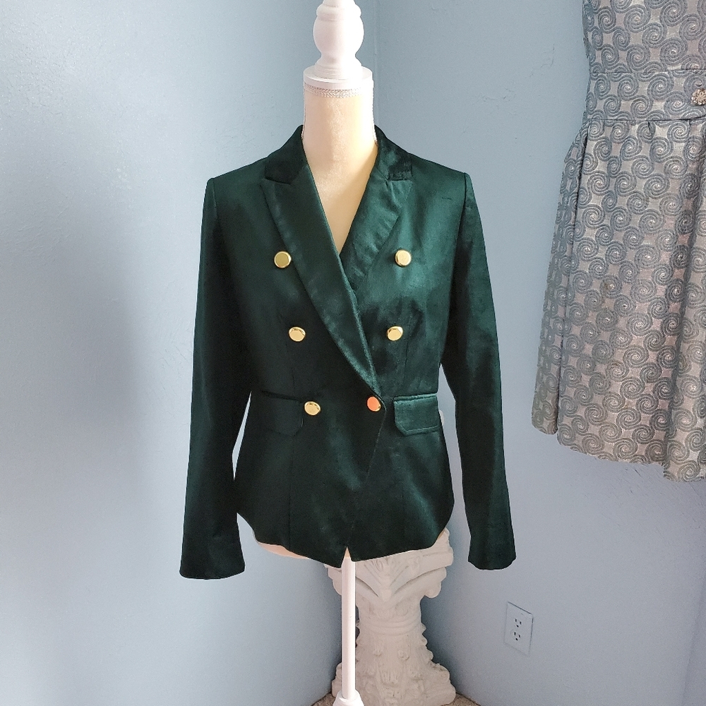 💥NWT Chico's velveteen velor Swiss pine Blazer jacket A72